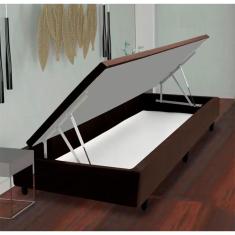 Base Box Para Colchão De Solteiro Mga Lift Cotton Com Baú E Pistão à Gás 39x88x188cm Marrom