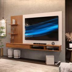 Painel Para Tv Até 60 Polegadas 2 Prateleiras Bento Dj Móveis Freijó-off White