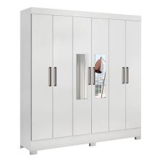Guarda Roupa Casal Prático Branco Com Espelho - Demóbile