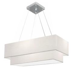 Lustre Pendente Duplo Retangular Vivare Md-4322 Cúpula em Tecido 99x40cm x 80x30cm - Bivolt