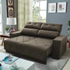 Sofá Retrátil/Reclinável Belga 2,00m Suede Velut Tabaco c/ Molas no As