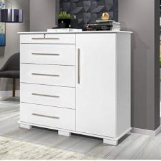 Cômoda 5 Gavetas 1 Porta Detroit New J&a Móveis Branco