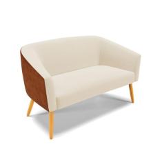 Sofá 2 Lugares Namoradeira Pé Palito Castanho Stella Nozes/Linho Areia