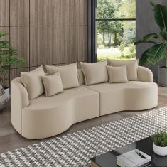 Sofá 4 Lugares Orgânico Living 250cm Mersa Veludo K01 - D'rossi Azul Marinho