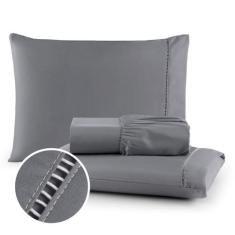 Lençol Casal Queen 4 Peças Percal 400 Fios Premium Maciez Conforto Jog