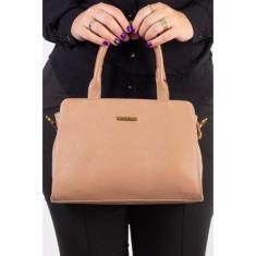 Bolsa de couro liso estruturada Emili - Whisky-Feminino
