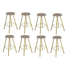 Kit 08 Banqueta Alta Lari Eiffel Dourado Bege