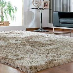 Tapete Apolo Peludo e Liso Casa Dona 150cmx200cm Bege