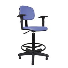 Cadeira Caixa Alta Secretária - Balcão - Portaria - Com Braço Corano Azul Claro