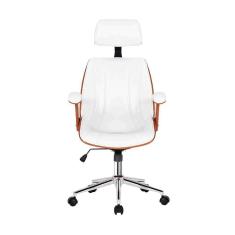 Cadeira Presidente Kopenhagen Revestido Em Couro Fratini Branco