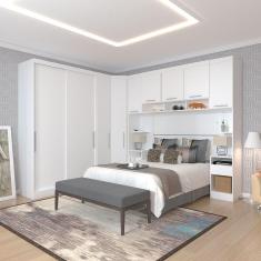 Quarto de Canto Casal com Guarda Roupas Cabeceira e Mesas de Cabeceira Alpes Luciane Móveis