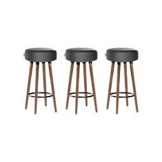 Kit 3 Banquetas Alta Pés Palito Roma Asfalto 70cm