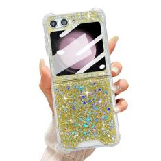 UEEBAI Capa para Samsung Galaxy Z Flip 6 5G, linda capa com glitter brilhante para mulheres capa de telefone brilhante fofa para meninas capa de quatro cantos à prova de choque capa fina protetora -