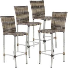 4 Banquetas Alta Cannes em Alumínio para Cozinha Bar Edícula