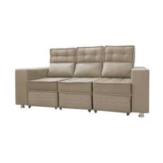 Sofá Retrátil e Reclinável 3 lugares Londres 2.10cm com Molas Suede Sp