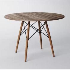 Mesa Eiffel Wood Tampo Redonda De Madeira 90 Cm Amêndoa - Convenienza