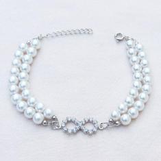 Pulseira Lembrança Infinito Com Pérolas Folheado 18k - Milena Folheado