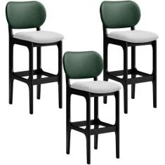 Kit 3 Banquetas Alta Bar Cozinha Sala Jantar Betta L02 Preto Facto Ver