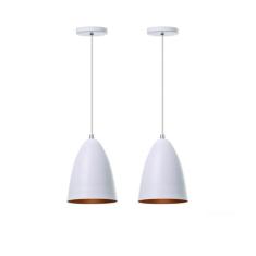 Kit 2 Lustre Pendente Bala P Branco Alumínio Decoração - Ideallume