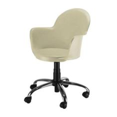 Cadeira Giratória Base Cromada Linha Polipropileno Moon Bege - Design 