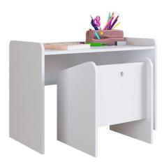 Escrivaninha Infantil Com Banqueta Montessoriano Meu Fofinho A05 Branc