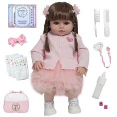Boneca Reborn Bebê Linda 100% Vinil Bolsa Acessórios - Cegonha Reborn 
