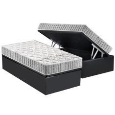 Cama Box Baú Solteiro: Colchão Espuma D33 Anjos Orthosono + Base Crc Suede Gray(88x188)