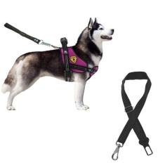 Coleira Peitoral Para Cães Cachorros Grandes Com Cinto De Segurança Gu