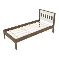 Cama De Solteiro Madeira Cm8006 Nogal-branco - Tecno Mobili