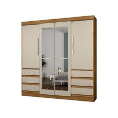 Guarda-roupa Casal com Espelho 4 Portas 6 Gavetas Araplac Sofia, Freij