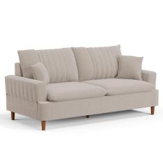 Sofá Living 2 Lugares 160cm Com Almofadas Veras D05 Boucle Bege - Mpozenato