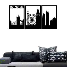 Quadro Decorativo Londres 3mm Vazado - Mdf - Decoarts, Preto