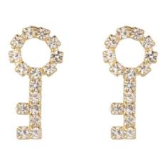 Brinco Pedra Strass Chave 2 Furo Daminha Infantil Pequeno - De Castro 