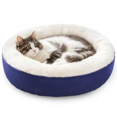 Love's cabin Cama acolchoada redonda para gatos e cães, cama para animais de estimação de 50 cm para gatos ou cães pequenos, fundo antiderrapante e resistente à água, camas para animais de estimação