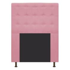 Cabeceira Estofada Dama 90 cm Solteiro Com Botonê Suede Rosa Bebê - AD