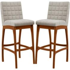 Kit 02 Banquetas Altas Para Cozinha Sala De Jantar Fixa Mila L02 Boucl