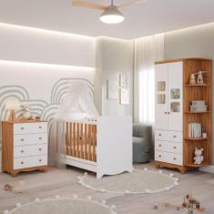 Quarto Bebê Completo Berço Americano Ben Guarda Roupa Uli Com Pratelei