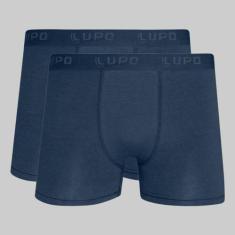 Kit 2 Cuecas Lupo Boxer Algodão com Elastano 00615, Azul marinho, P