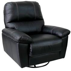 Poltrona do Papai Reclinável Giratória Armênia Glider Mecânico Couro Preto - Gran Belo