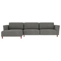 Sofá 345cm com Chaise Esquerda Franz Suede Grafite - Gran Belo