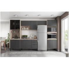 Cozinha Modulada Firenze Fi0001 Avena Grafito - Demóbile, Avena e Graf
