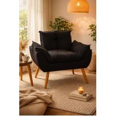 Poltrona Decorativa Linda Platinum Decor Preto