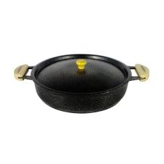 Frigideira Alumínio Fundido Craqueada Alça Meia Lua Preta 28cm