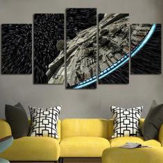 Quadro Decorativo Star Wars C 5 peças 130x65 cm em tecido