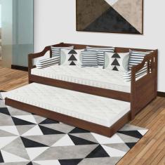 Sofá Cama Madeira Maciça Com Auxiliar Atraente Imbuia