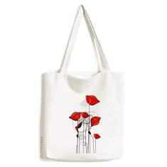 Sacola de lona com estampa de arte abstrata de flores vermelhas bolsa de compras casual bolsa de mão