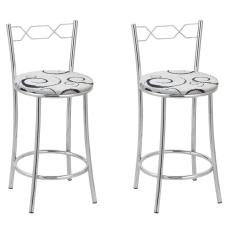 Kit 2 Banquetas Cromadas Bc51-c - E523 Cromada/Branco