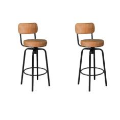 Conjunto 02 Banquetas Giratória em Aço Capadócia Yescasa Preto/Caramelo