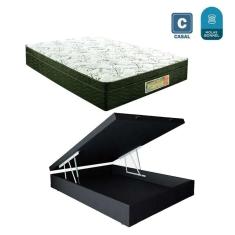 Cama Box casal com baú preto + Colchão Molas bonnel 1,38 x 1,88 x 24 cm