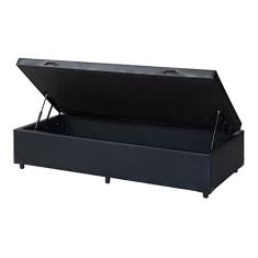 Cama Box Baú Solteirão King Linhão Preto Com Pistão A Gás - Imperium do Sono